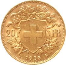 Switzerland 20 francs goud Vreneli