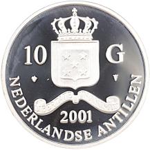10 Gulden 2001 Jean II Le Bon Franc d'or Nederlandse Antillen Proof