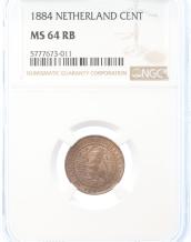 Netherlands 1 cent 1884 MS64RB