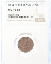 Netherlands 1 cent 1884 MS63RB