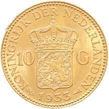 Nederland 10 Gulden goud Wilhelmina