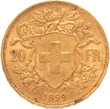 Switzerland 20 Francs 1899b