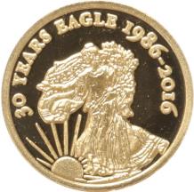 Congo  Republic 100 Francs gold 2016 30 years Eagle proof