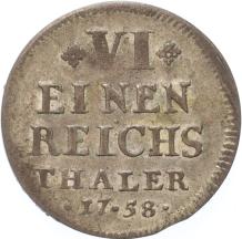 German states Fulda 1/6 Thaler 1758 ND silver UNC