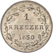 German states Hesse-Darmstadt Kreuzer 1850  silver BU