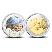 2 Euro munt kleur Roma Colosseo