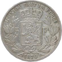 Belgium 5 Francs 1870 silver VF