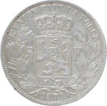 Belgium 5 Francs 1871 silver VF