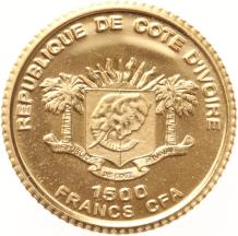 Ivory Coast 1500 Francs gold 2006 Temple de Artemide proof