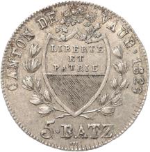 Switzerland Vaud 5 Batz silver 1829 A.UNC