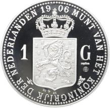 Replica 1 Gulden 1906 Wilhelmina in Zilver