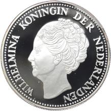 Replica 1 Gulden 1944 Wilhelmina in Zilver zonder teken