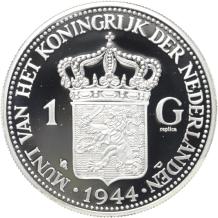 Replica 1 Gulden 1944 Wilhelmina Zilver zonder teken