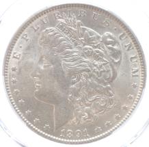 USA Morgan 1 Dollar silver 1891 AU 58