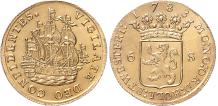 Holland Scheepjesschelling goud 1783 PR/FDC