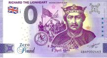 0 Pound biljet Engeland 2022 - Richard the Lionheart