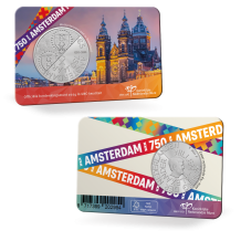 750 jaar Amsterdam 5 Euro verzilverd coincard UNC-kwaliteit 2024