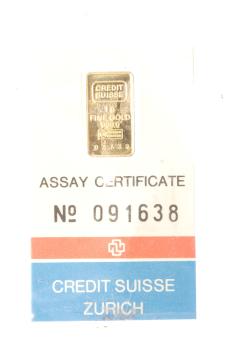 Goudbaar 1 gram credit suisse incl. certificaat