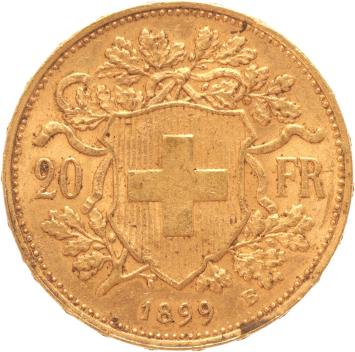 Switzerland 20 Francs 1899b