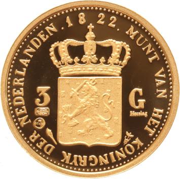 Replica van de 3 Gulden 1822U in Goud