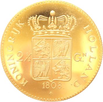 Koninkrijk Holland 2 1/2 gulden 1808 herslag in goud