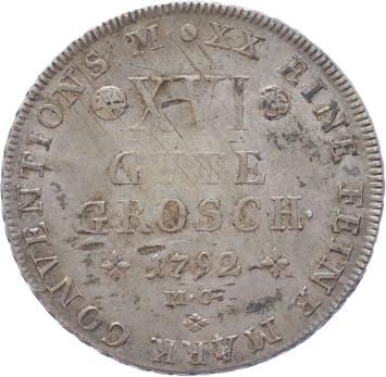 German States Brunswick Wolfenbuttel 16 Gute Grosschen silver 1792 XF/AU