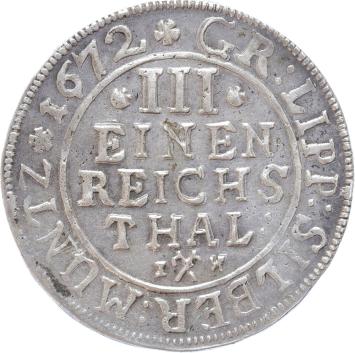 German States Lippe Detmold 1/3 Reichsthaler silver 1672 A.XF