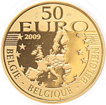 België 50 euro goud 2009 Erasmus proof