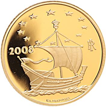 Italië 20 euro goud 2008 Europese Kunst Vermeer proof