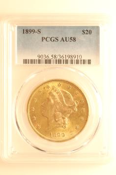 USA 20 dollars 1899s PCGS AU58