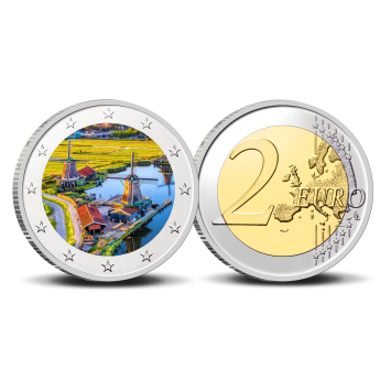 2 Euro munt kleur Zaanse Schans 1