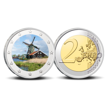 2 Euro munt kleur Zaanse Schans 2