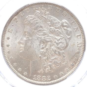 USA Morgan 1 Dollar silver 1882 cleaned AU