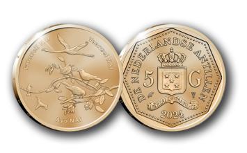 5 Gulden abs 2024 Curaçao & St. Maarten Afscheid gulden in munthouder KNM