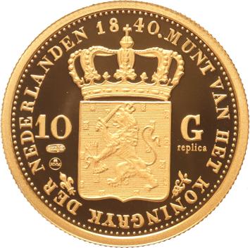Replica 10 gulden goud 1840 in Verguld Zilver 