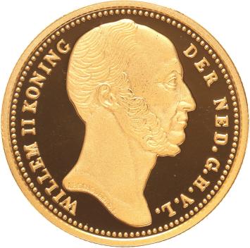 Replica 5 gulden goud 1843 in Verguld Zilver