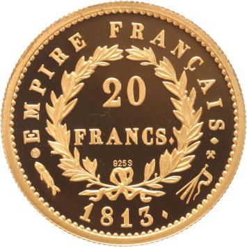 Replica Frankrijk 20 francs 1813A Napoleon Empereur in Verguld Zilver