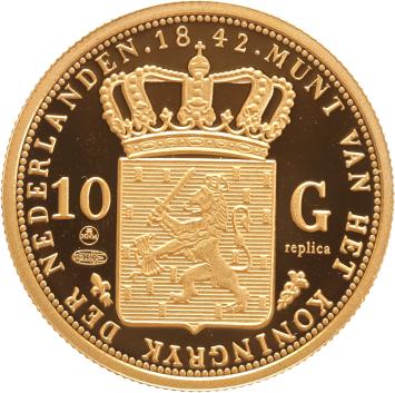 Replica 10 Gulden goud 1842 in Verguld Zilver variant