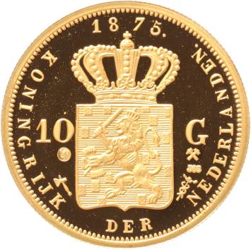 Replica van de Gouden 10 Gulden 1875 Koning Willem III in Goud  