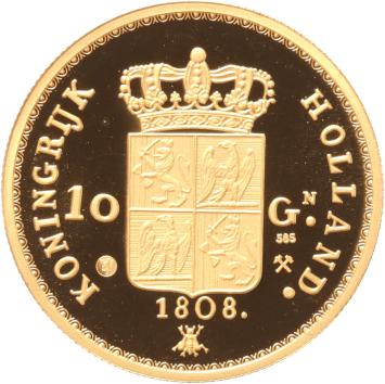 Replica van de Gouden 10 Gulden 1808 Koning Lodewijk Napoleon in Goud