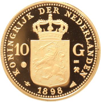 Replica of the Gold 10 Guilder 1898 Queen Wilhelmina in Gold