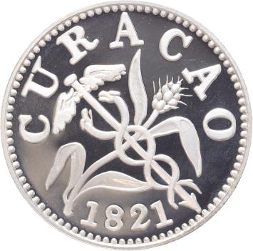 Replica Curacao 1 Reaal 1821 in Zilver