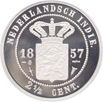 Replica Nederlands Indië 2 1/2 cent 1857 in Zilver