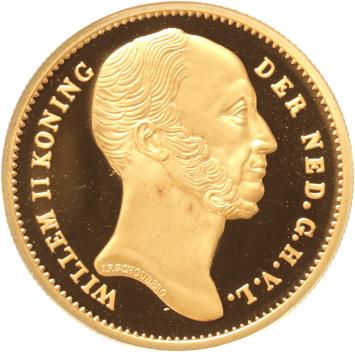 Replica van de Gouden  5 Gulden 1843 Koning Willem II in Goud  