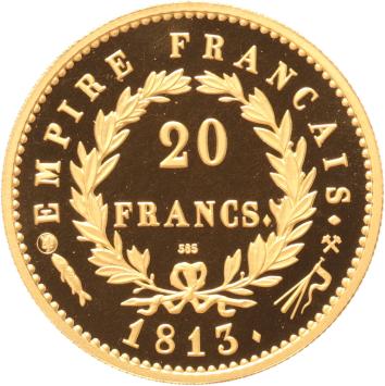 Replica van de Gouden 20 Francs 1813 Keizer Napoleon Bonaparte in Goud