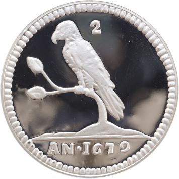 Replica van de Suriname 2 Papegaaienduit 1679 in Zilver