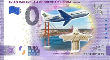 0 Euro biljet Portugal 2021 - Aviao Caravela a Sobrevoar Lisboa KLEUR