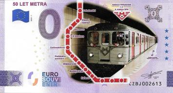 0 Euro biljet Tsjechië 2024 - 50 Let Metra KLEUR